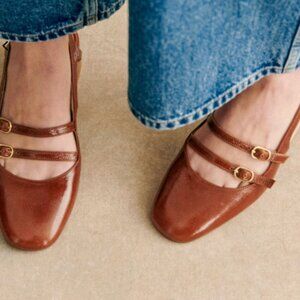 EUC | SEZANE | "Paula Babies" | Patent Camel | Size 8